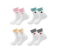 Alfven Chaussettes de Tennis pour Femme, 4 pares 36-42 Chaussettes Sport Femme avec cœurs pour femme para tenis, running y deporte, regalos divertidos para mujeres