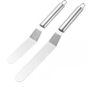 Alfven Espátulas para Tartas Set de 2 Espátulas de Glaseado de Acero Inoxidable en Ángulo para Decoración de Pasteles Hornear Cupcakes Mermelada y Mantequilla Herramientas de Repostería Profesionales
