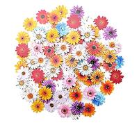 Alfykym - Botones de madera pintados (100 unidades), diseño de margarita para manualidades, botones de madera de girasol, 2 agujeros, espalda plana en forma de flor