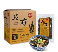 Alga kombu, Alga Marina deshidratada, son ideales para preparar dashi, Sin Gluten, Apto para Vegetariano, Vegano, Sin Conservantes, Contiene 5 paquetes de 100 gr de hojas