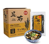 Alga kombu, Alga Marina deshidratada, son ideales para preparar dashi, Sin Gluten, Apto para Vegetariano, Vegano, Sin Conservantes, Contiene 12 paquetes de 100 gr de hojas