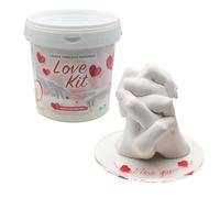 Algaplay Love Kit de pareja con pedestal I love you - Kit de calco de manos 3D romántico con base transparente elegante, jarra graduada incluida - Idea regalo para San Valentín, aniversario y boda