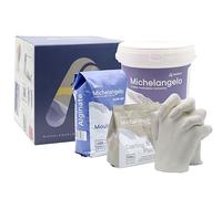 Algaplay Michelangelo Premium Kit para Calco Mani Set Completo con alginato, Tiza y Jarra graduada para Escultura 3D. Regalo Ideal para Parejas, Amigos y Familia. Fabricado en Italia.