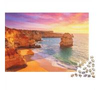 Algarve Coast 1000 Piezas Puzzles Reciclado Coastal Cliff Beach Puzzles para Mayores Juego Familiar Time Props Accesorios para Juegos de Fiesta para Adultos and Age 10 Up 38x26cm/1000 Piezas