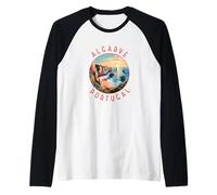 Algarve Portugal - Recuerdo de viaje con círculo envejecido retro Camiseta Manga Raglan