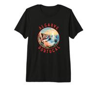 Algarve Portugal - Recuerdo de Viaje con círculo Envejecido Retro Camiseta Premium