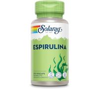 Algas espirulina - 100 cápsulas veganas, no tabletas ni polvo, suplemento de espirulina de alta resistencia con vitamina A añadida de 70 mcg, verificado en laboratorio Solaray