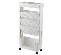 Algasan Estantería rodante de 5 Niveles con Ruedas, estantería única móvil, estantería Vertical Lateral de Escritorio móvil, Organizador de Almacenamiento de Archivos para Aula, Oficina,White