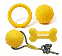 Algasan Juguetes masticables para perros para masticadores agresivos, juego de 4 juguetes flotantes para perros con bola de cuerda de tirar de la guerra, anillo masticable duradero, bola elástica y
