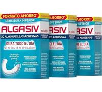 Algasiv Almohadillas Adhesivas Para Dentaduras Postizas Inferiores, Pack de 3 x 30 Unidades. Duran todo el día y protegen las encías.