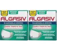 Algasiv Almohadillas Adhesivas para Dentaduras Postizas Superiores, Dura Todo el Día y Protege las Encías, 18 Unidades (Paquete de 2)