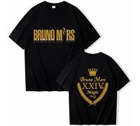 Algodón Camiseta Bruno Mars Imprimir Hip Hop Camiseta De Manga Corta Cuello Redondo Verano Casual Camisa Unisex Fan Regalo Tops XS-3XL-Black||XS