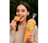 Algodón de azúcar naranja en bolsa de polipropileno con punta de 70 g | Calidad Premium - Algodón de azúcar naranja con aroma afrutado a naranja
