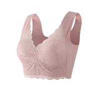 Algodón Embarazo Maternidad Sujetador de Encaje de Gran Tamaño Sujetador Mujeres Ropa Interior Bralette Top Corto Sexy Mujer Sujetador sin tirantes Tubular Mujer Up Conjunto Terciopelo, rosa, XL
