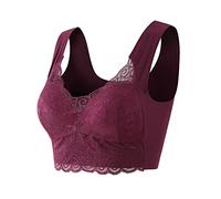 Algodón Embarazo Maternidad Sujetador de Encaje de Gran Tamaño Sujetador Mujeres Ropa Interior Bralette Top Corto Sexy Mujer Sujetador sin tirantes Tubular Mujer Up Conjunto Terciopelo, morado, XXL