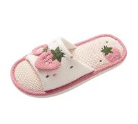 Algodón Lino Casual Suave Luz Abierta Pantuflas de Espuma viscoelástica Pantuflas de Algodón Invierno Felpa Zapatillas de Felpa Suelas Suave Pantuflas de Fieltro Ligero Tiempo Libre Transpirable, Rosa