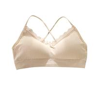 Algodón Niña Mujer Belleza Volver Tube Top Wrap Pecho Deporte Chaleco Tirantes Cruzados Reunir Ropa Interior Delgada Conjunto Pantalones Y Chaqueta, beige, Talla única