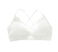 Algodón Niña Mujer Belleza Volver Tube Top Wrap Pecho Deporte Chaleco Tirantes Cruzados Reunir Ropa Interior Delgada Conjunto Pantalones Y Chaqueta, blanco, Talla única