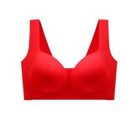 Algodón orgánico de gran tamaño sujetadores de mujer en correr sujetador deportivo para mujer sujetador con cuello en V sujetador de cubierta completa cierre de gancho de alta camiseta, rojo, M