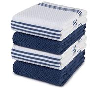 Algodón Terry toalla de cocina plato | 4 unidades | Azul | 100% aldodón | 71 x 40,6 cm