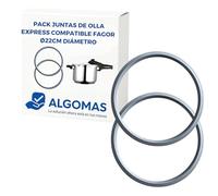 ALGOMAS® Pack 2 Juntas Olla Express 22 cm | Compatible con Fagor | Silicona Resistente al Calor Libre BPA | Sellado Hermético y Ajuste Preciso | Repuesto FAG-009 para Olla a Presión