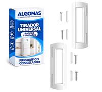 ALGOMAS® Pack 2 Tiradores Blancos Universales 19,8 cm para Frigorífico y Congelador | Ajustables 8,3-16,4 cm | Ancho 7,3 cm | Repuesto Compatible con Tornillos Incluidos | Instalación Fácil