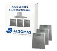 ALGOMAS® Pack 3 Filtros Campana Extractora compatible con Balay Bosch Siemens Neff Lynx | Repuesto metálico antigrasa 25x31,1 cm | Mejora el rendimiento del motor | Ideal como recambio rápido y eficaz
