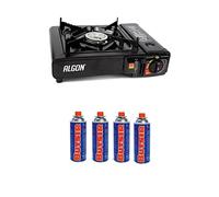 Algon 106649 Hornillo de Gas Portáti + 4 Cartucho de gas de 227gr - Butsir b-250
