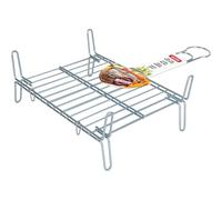 Algon | Parrilla Barbacoa 25x30 Acero Inoxidable Zincado Gris Metalizado con Cierre de Seguridad - Parrilla Ideal para Asar Carnes y Verduras Resistente y Duradera para Exterior