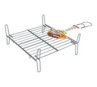 Algon | Parrilla Barbacoa 30x30 Acero Inoxidable Zincado Gris Metalizado con Cierre de Seguridad - Parrilla Ideal para Asar Carnes y Verduras Resistente y Duradera para Exterior