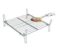 Algon | Parrilla Barbacoa 35x35 Acero Inoxidable Zincado Gris Metalizado con Cierre de Seguridad - Parrilla Ideal para Asar Carnes y Verduras Resistente y Duradera para Exterior