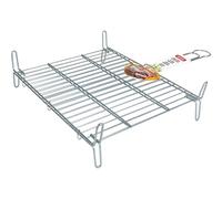 Algon | Parrilla Barbacoa 40x45 Acero Inoxidable Zincado Gris Metalizado con Cierre de Seguridad - Parrilla Ideal para Asar Carnes y Verduras Resistente y Duradera para Exterior