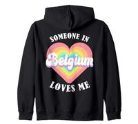 Alguien en Bélgica Me ama Orgulloso Belga Bélgica Sudadera con Capucha