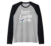 Alguien En Lesoto Me Ama Corazón Bandera Amor para Siempre Camiseta Manga Raglan