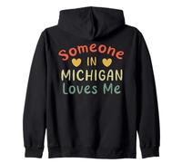 Alguien en Michigan Me ama Retro USA State US Sudadera con Capucha
