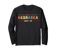 Alguien en Nebraska Me ama American USA Retro Manga Larga