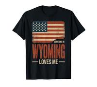 Alguien en Wyoming me ama la Bandera de EE. UU Camiseta