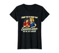 Alguien no se Preocupa por mí Sino Alguien sarcástico Retro Pop Art Camiseta gráfica económica, Mujer, Negro, XS