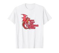 Algunos días el dragón GANA Ilustración Dragones Diseño Nerd Camiseta gráfica económica, Hombre, Blanco, XL
