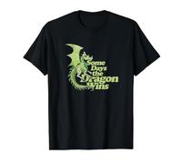 Algunos días el dragón GANA Ilustración Dragones Diseño Nerd Camiseta gráfica económica, Hombre, Negro, XL