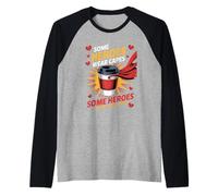 Algunos héroes hacen tu café, diseño divertido de café Camiseta Manga Raglan
