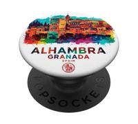 Alhambra Granada, Acuarela Patrimonio Histórico España PopSockets PopGrip Adhesivo