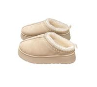AlHECE Pantuflas Botas De Nieve para Mujeres La Cachemira Se Mantiene Caliente En Invierno Y Las Suelas Gruesas Sin Talón Y Media Zapatilla para Mujeres-Beige-36