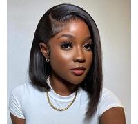 Ali Grace Peluca de cabello humano lacio con nudos blanqueados prearrancados con cierre de encaje 4x4, densidad del 180 %, para mujeres negras, pelucas de cabello humano real Remy 9A con abuelitos