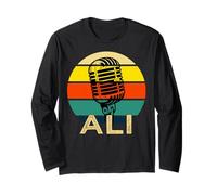 Ali Nombre Retro Micrófono Música Divertida 80s Vintage Lovers Manga Larga
