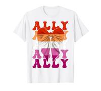 Aliado Lesbian Pride Flag LGBTQ Girl Coquette Bow Camiseta