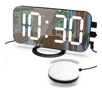 Aliaga 1 juego de reloj despertador con vibración LED, multifuncional, carga USB, silencioso, color negro
