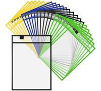 Aliaga 28 soportes reutilizables para notas de trabajo, bolsa de plástico para archivos, funda de borrado en seco para profesores, oficina, organización D