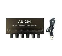 Aliaga Mezclador de auriculares, mezclador de audio, distribuidor de audio, selector de señal, 2 entradas y 4 salidas, controla individualmente el amplificador de auriculares