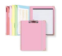 Aliaga Portapapeles, 5 separadores con 10 bolsillos, soporte elástico para bolígrafos y etiquetas de carpeta, portapapeles en espiral para enfermeras, color rosa